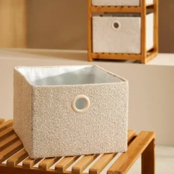 Best CASA BASIC BOUCLE Cesta Portatutto Bianco Sporco/sabbia