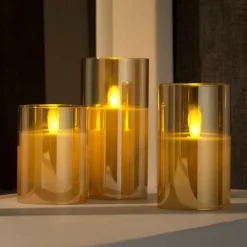 New CASA ION Candele Led Set Di 3 Ambra