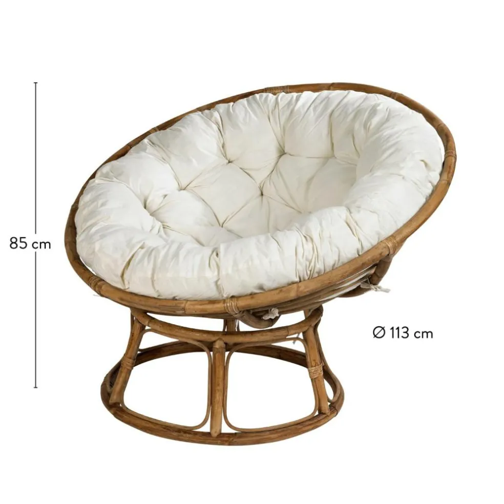 New CASA PAPASAN Sedia Lounge Naturale, Bianco Antico