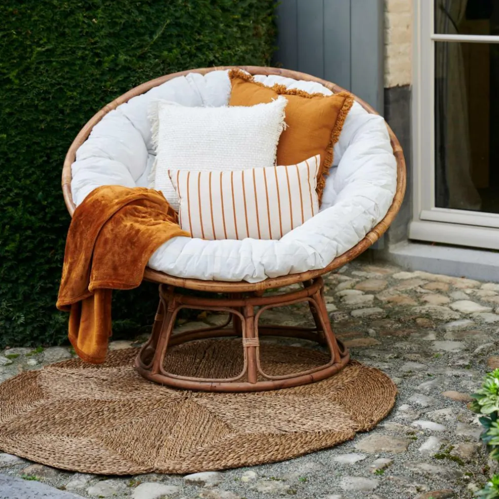 New CASA PAPASAN Sedia Lounge Naturale, Bianco Antico