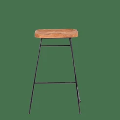Outlet CASA TEAK Sgabello Da Bar Nero, Naturale