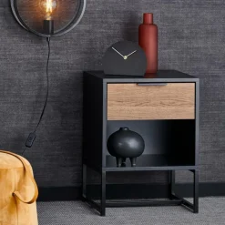 Fashion CASA TRENTON Comodino Nero, Naturale