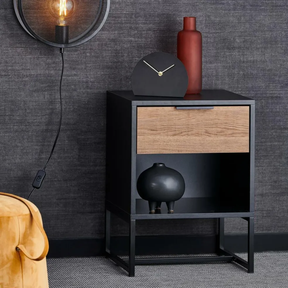 Fashion CASA TRENTON Comodino Nero, Naturale