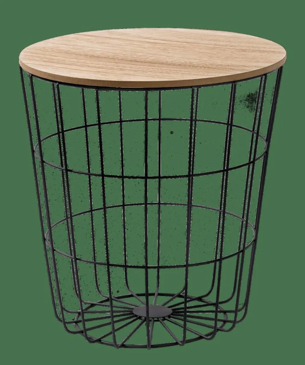 Clearance CASA WIRE Tavolino Portatutto Nero, Naturale