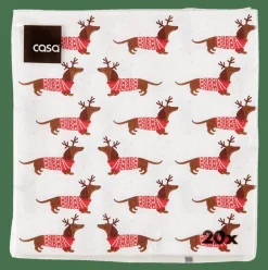 Store CASA X-MAS DOG Set Di 20 Tovaglioli Multicolore